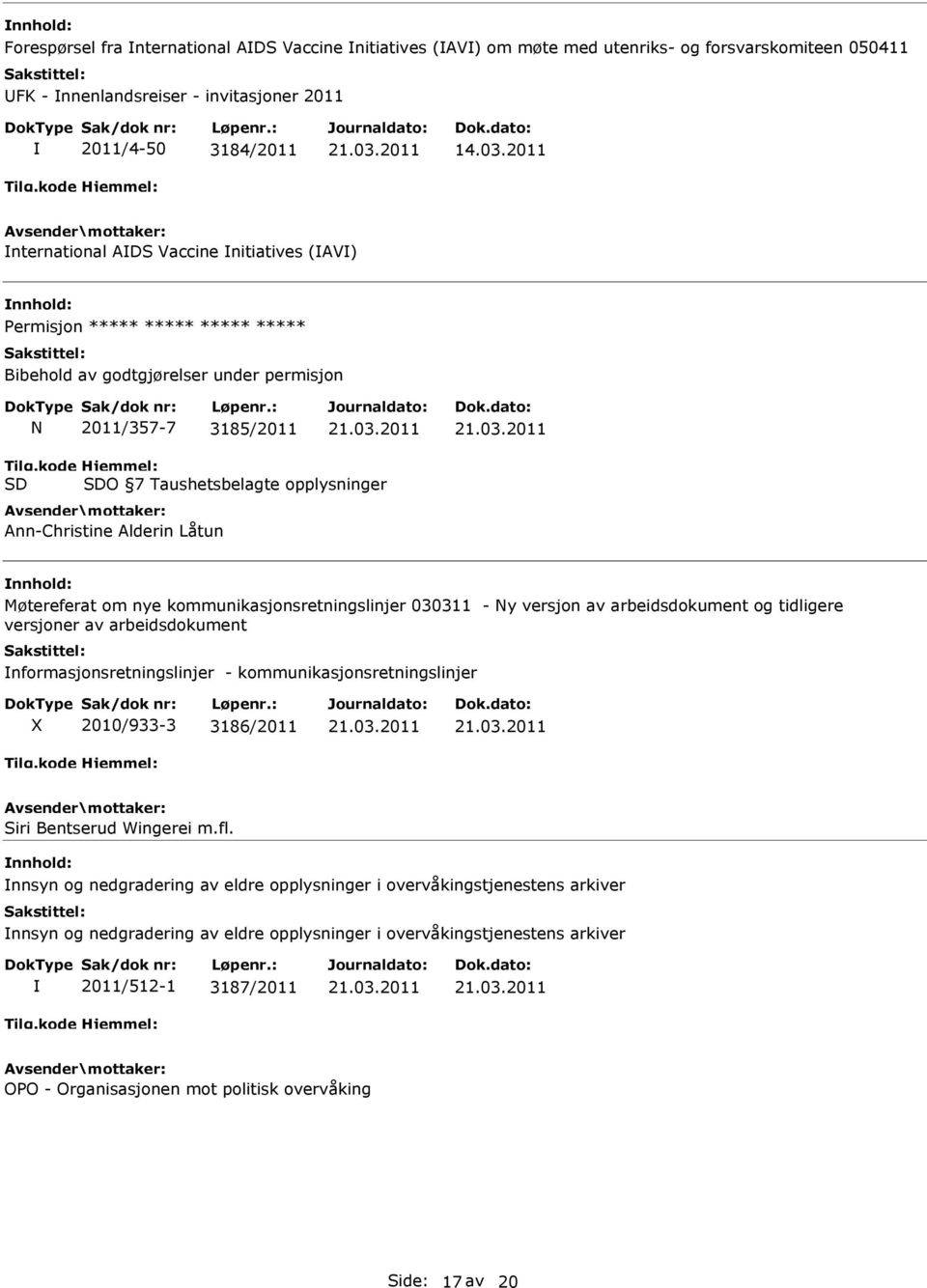 kommunikasjonsretningslinjer 030311 - Ny versjon av arbeidsdokument og tidligere versjoner av arbeidsdokument nformasjonsretningslinjer - kommunikasjonsretningslinjer X 2010/933-3 3186/2011 Siri