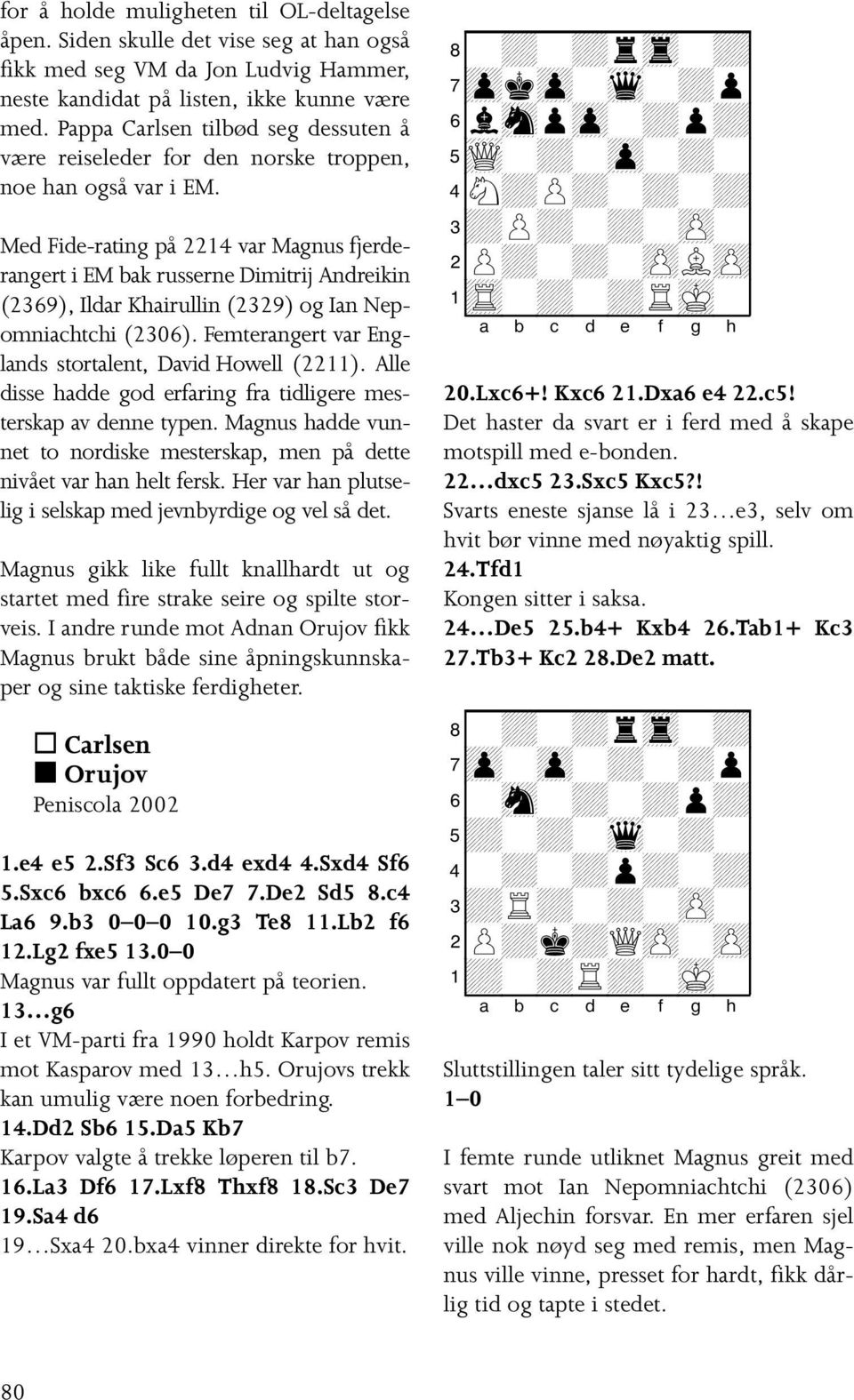 Med Fide-rating på 2214 var Magnus fjerderangert i EM bak russerne Dimitrij Andreikin (2369), Ildar Khairullin (2329) og Ian Nepomniachtchi (2306).