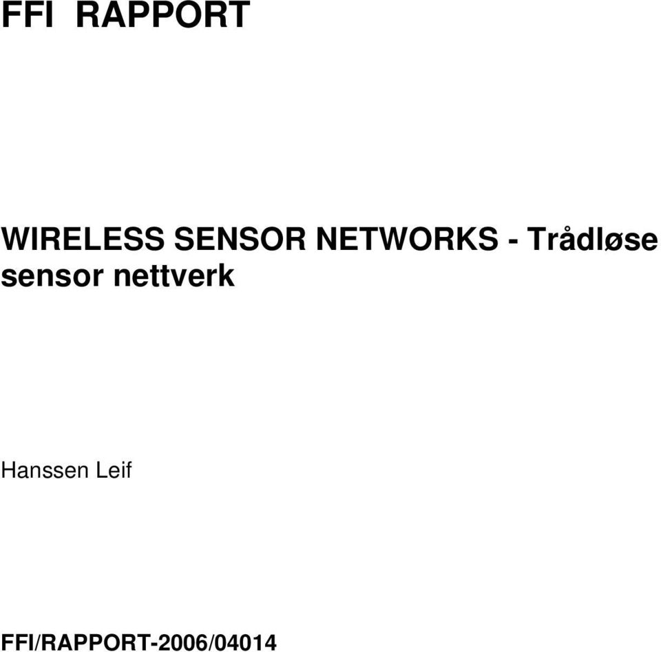 Trådløse sensor nettverk