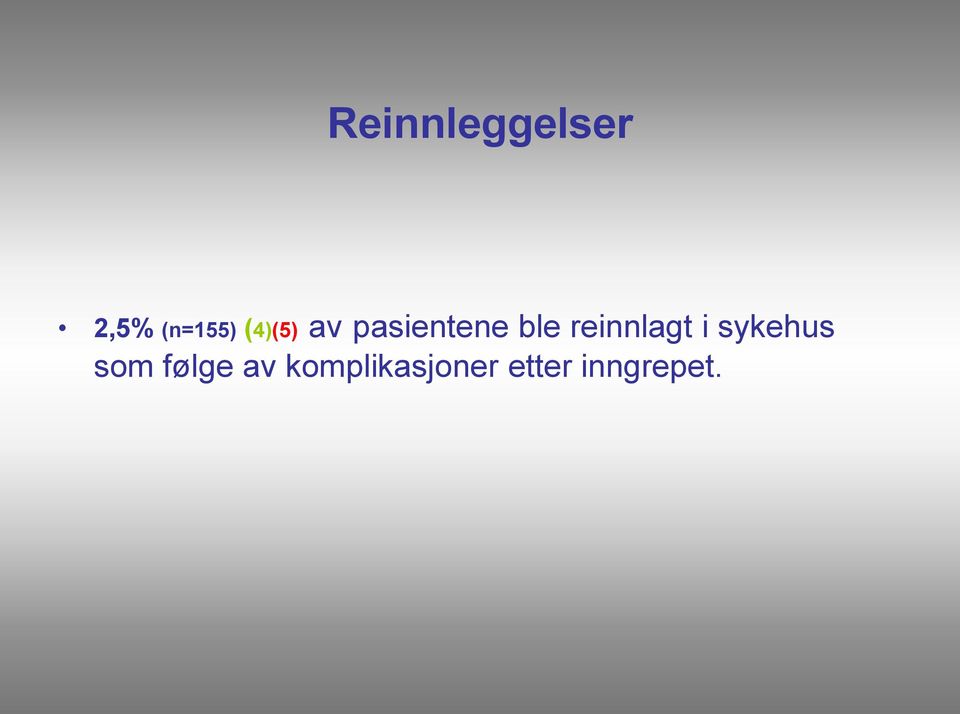 reinnlagt i sykehus som følge