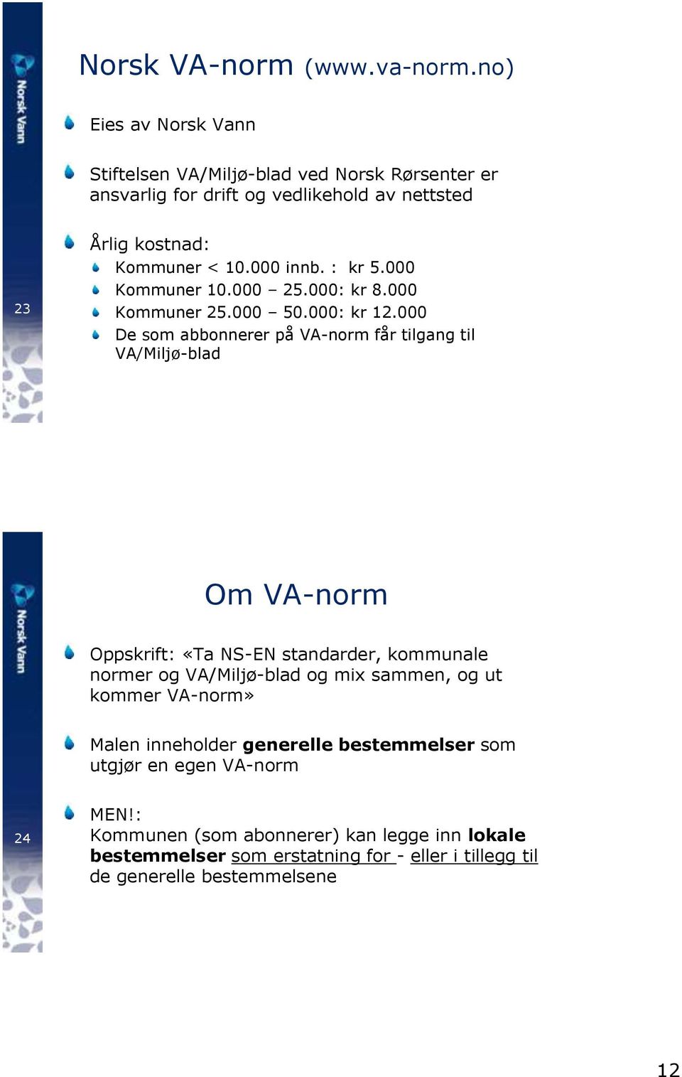 : kr 5.000 Kommuner 10.000 25.000: kr 8.000 Kommuner 25.000 50.000: kr 12.