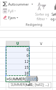 INNEBYGDE FUNKSJONER Regneark inneholder en mengde innebygde funksjoner. Vi skal her se på de funksjonene som kan være aktuelle i Nummer 8, Nummer 9 og Nummer 10.