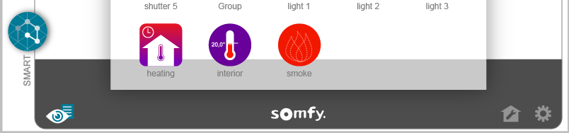 MINE SENSORER Exempel 3: Kjør scenariet «SOL» når solen skinner og scenariet «KOMFORT» når solen forsvinner fra Mandag til Fredag mellom kl 10:00 og 16:00. TaHoma interface 2.0 TaHoma interface 1.