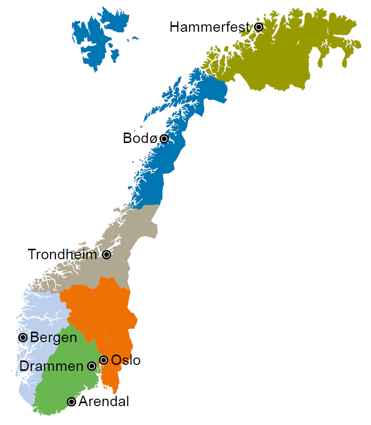 Noen fakta om Husbanken 330 ansatte fordelt på 6 regionkontorer og 3 sentrale kontorer i Drammen Samfunnsoppdrag: Bidra til at vanskeligstilte skal
