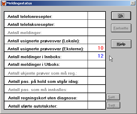 Figur 15 Når man starter WinMed eller avslutter, vil antall