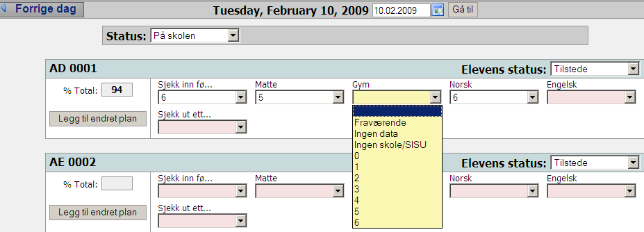 La feltet på toppen av nedtrekksmenyen være blankt når perioden ikke skal medregnes i de daglige totale poengene. Stegene for aktivering av SISU-SWIS 1. Skolen har en SWIS-tilgang 2.