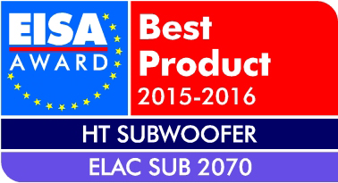 Aktiv 2 x 10" basshøyttaler, 600 Watt, 18-180 Hz, ELAC-App auto EQ, 475 x 360 x 385mm, 32Kg. Sort / hvit høyglans, stk. SUB2070 har vunnet EISA prisen for beste produkt HT Subwoofer 2015-2016.
