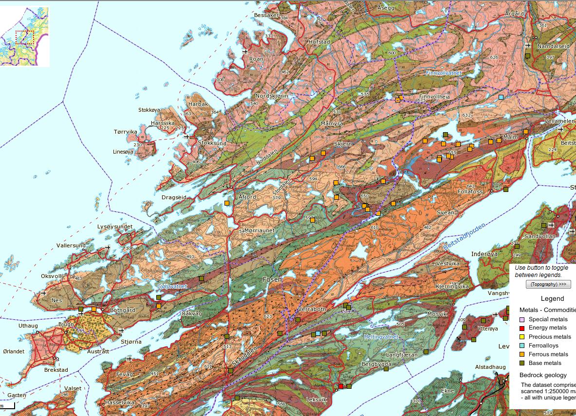 Fosdalen Fe Øybuesekvens med bimodal vulkanisme og sedimenter. Fosdalen Fosdalen var i drift 1906-1997 og mer enn 35 Mt malm med 50 70 % magnetitt, 3 % pyritt (0.