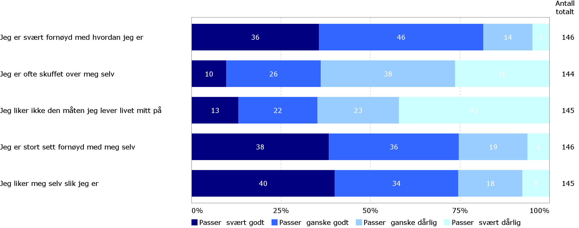 SELVBILDE 30 Nedenfor er det noen påstander om hvor fornøyd du