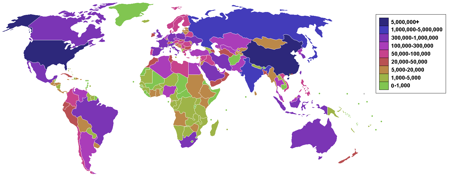 Verdens utslipp av klimagasser CO2 ekv Globalt - 35,669,000,000 t 5,0 t pr. cap USA - 5,334,000,000 t 16,5 t pr.