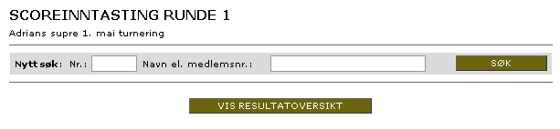 Resultater Du vil nå få opp dette - Søk etter start nummer.