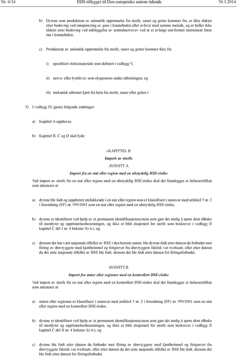 2014 b) Dyrene som produktene av animalsk opprinnelse fra storfe, sauer og geiter kommer fra, er ikke slaktet etter bedøving ved innsprøyting av gass i kraniehulen eller avlivet med samme metode, og
