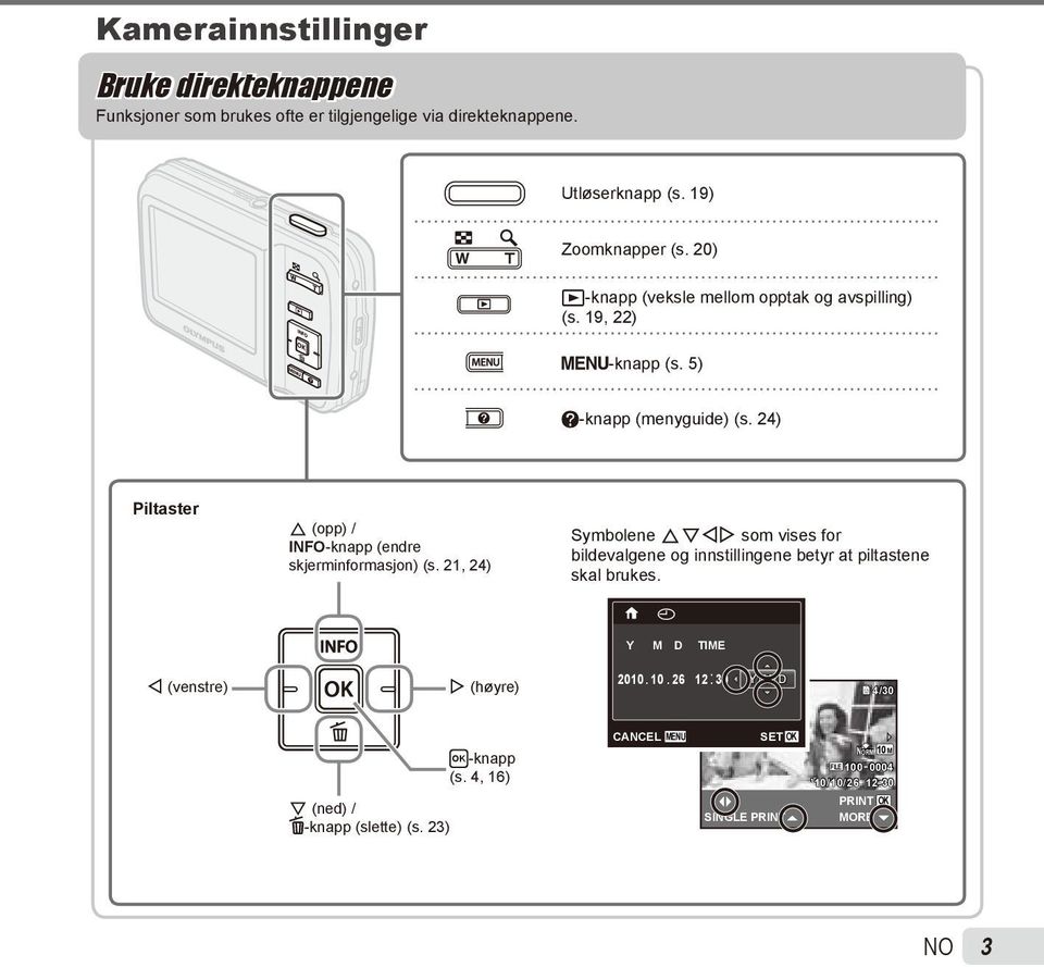 24) Piltaster F (opp) / INFO-knapp (endre skjerminformasjon) (s.
