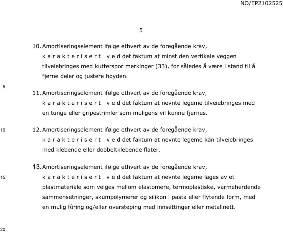 Amortiseringselement ifølge ethvert av de foregående krav, k a r a k t e r i s e r t v e d det faktum at nevnte legeme tilveiebringes med en tunge eller gripestrimler som muligens vil kunne fjernes.