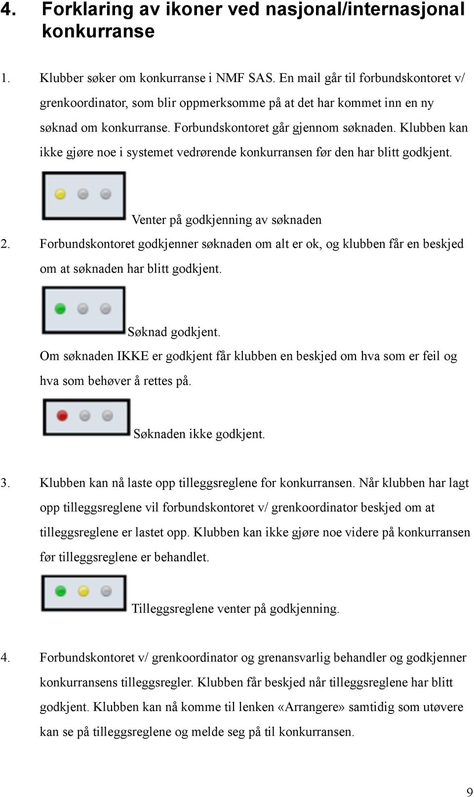 Klubben kan ikke gjøre noe i systemet vedrørende konkurransen før den har blitt godkjent.! Venter på godkjenning av søknaden 2.