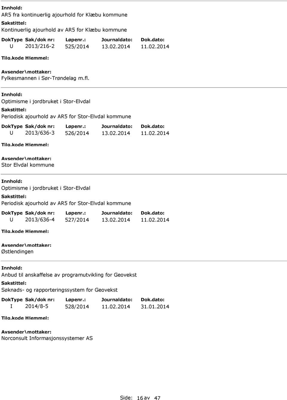 Optimisme i jordbruket i Stor-Elvdal Periodisk ajourhold av R5 for Stor-Elvdal kommune 2013/636-3 526/2014 Stor Elvdal kommune