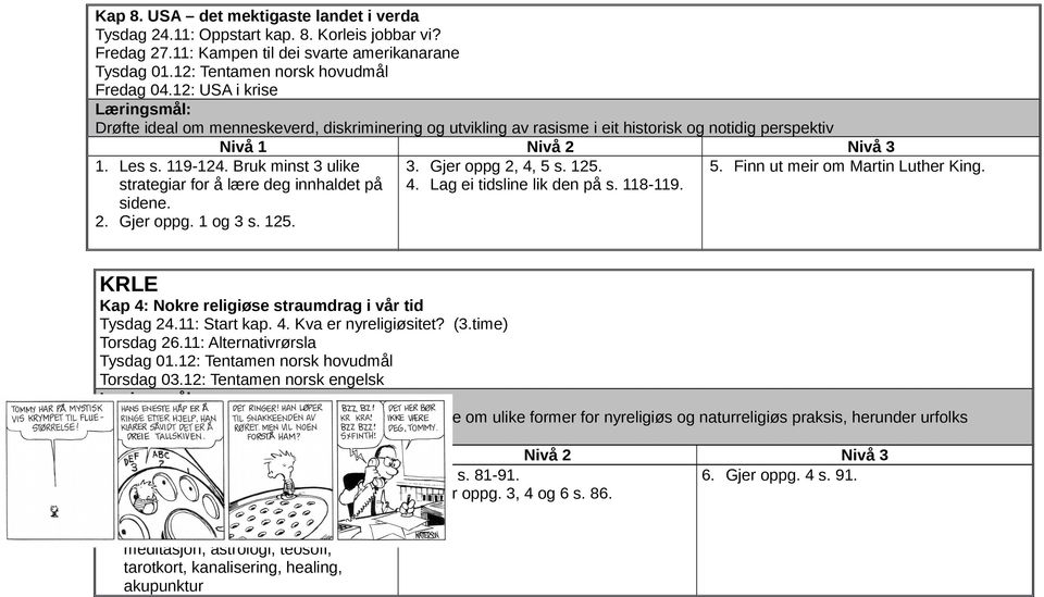 Bruk minst 3 ulike strategiar for å lære deg innhaldet på sidene. 2. Gjer oppg. 1 og 3 s. 125. 3. Gjer oppg 2, 4, 5 s. 125. 4. Lag ei tidsline lik den på s. 118-119. 5. Finn ut meir om Martin Luther King.