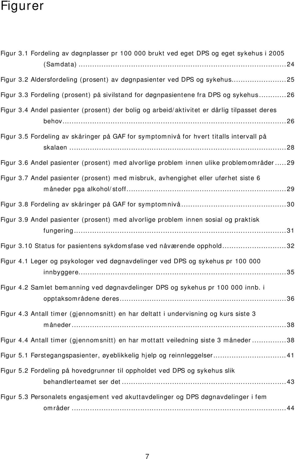 ..28 Figur 3.6 Andel pasienter (prosent) med alvorlige problem innen ulike problemområder...29 Figur 3.