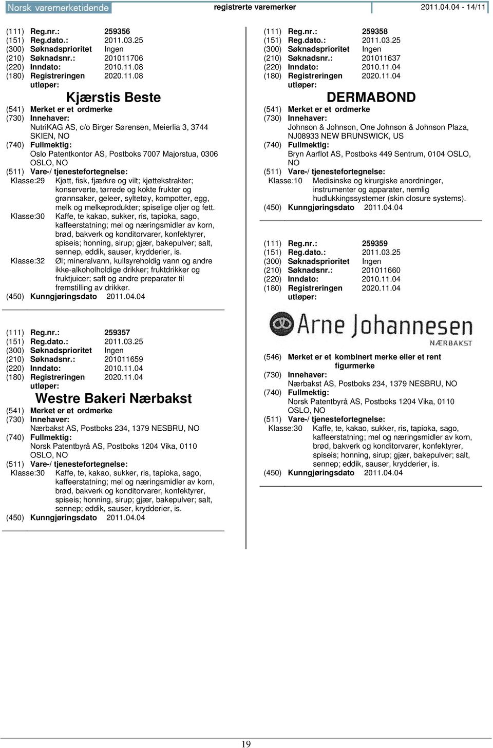 (111) Reg.nr.: 259356 (151) Reg.dato.: 2011.03.25 (210) Søknadsnr.: 201011706 (220) Inndato: 2010.11.08 2020.11.08 Kjærstis Beste NutriKAG AS, c/o Birger Sørensen, Meierlia 3, 3744 SKIEN, Oslo