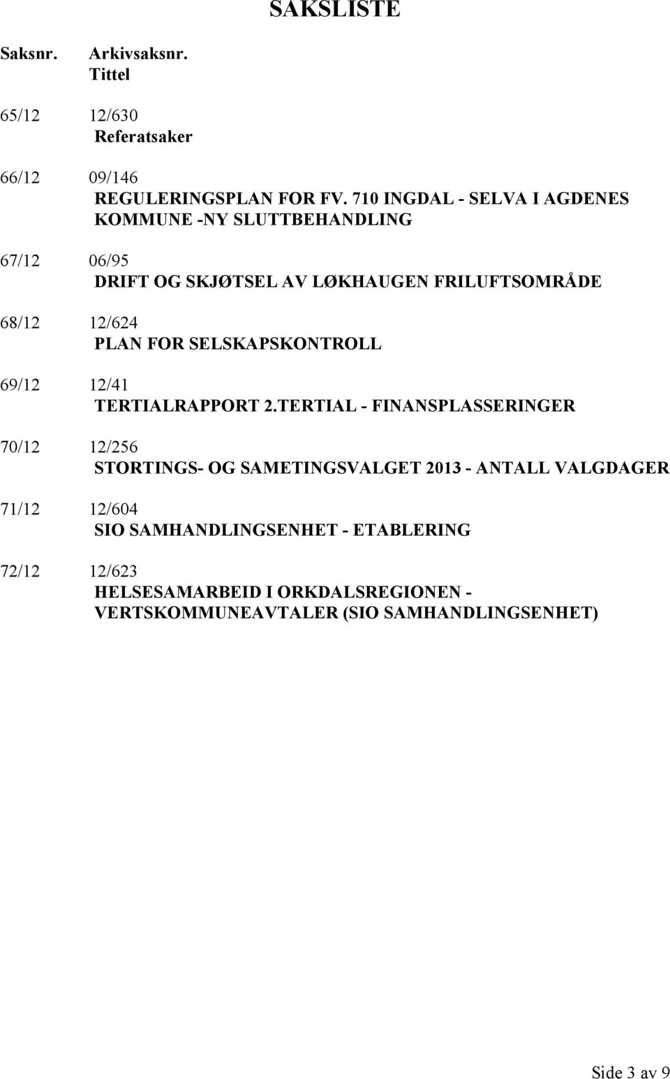 FOR SELSKAPSKONTROLL 69/12 12/41 TERTIALRAPPORT 2.