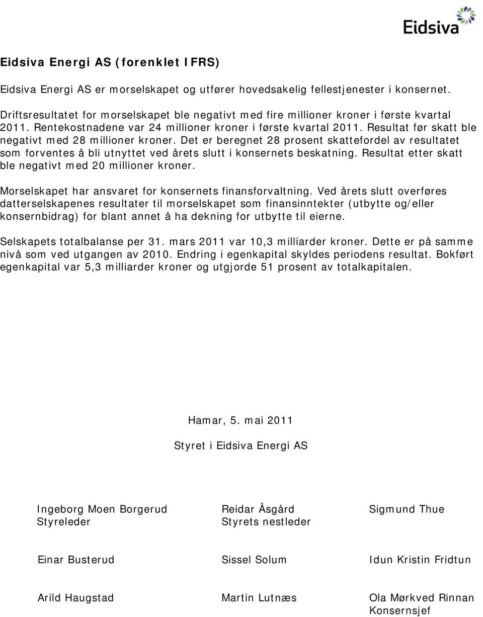 Resultat før skatt ble negativt med 28 millioner kroner. Det er beregnet 28 prosent skattefordel av resultatet som forventes å bli utnyttet ved årets slutt i konsernets beskatning.