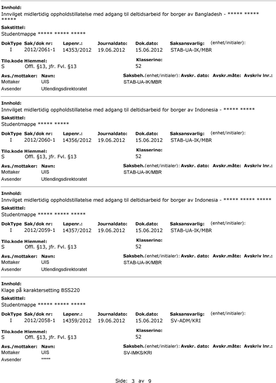 14356/2012 TAB-UA-K/MBR TAB-UA-K/MBR Utlendingsdirektoratet nnhold: nnvilget midlertidig oppholdstillatelse med adgang til deltidsarbeid for borger av ndonesia - ***** ***** ***** tudentmappe