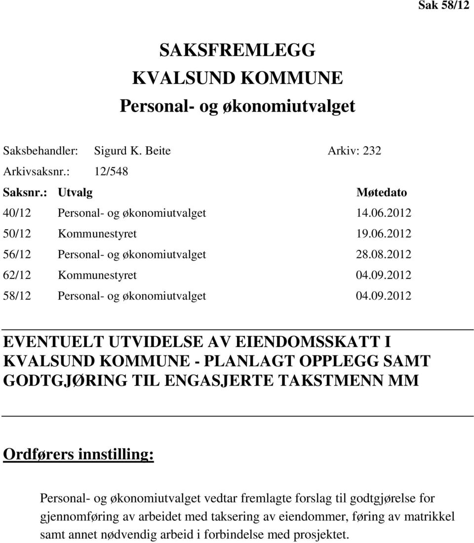 2012 58/12 Personal- og økonomiutvalget 04.09.