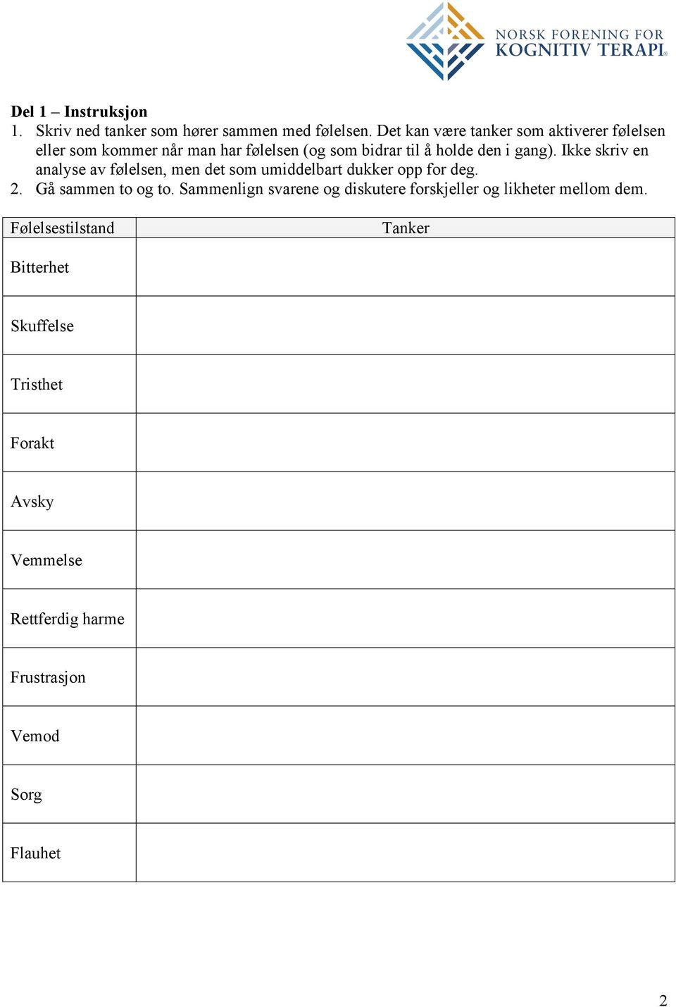 Ikke skriv en analyse av følelsen, men det som umiddelbart dukker opp for deg. 2. Gå sammen to og to.