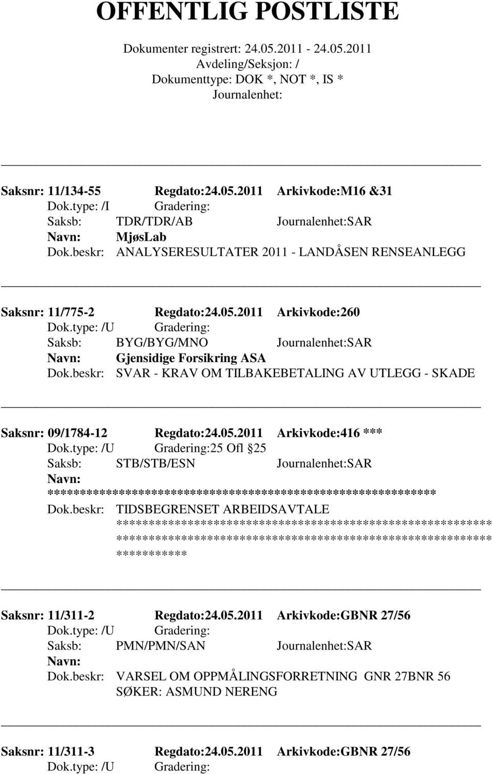 beskr: SVAR - KRAV OM TILBAKEBETALING AV UTLEGG - SKADE Saksnr: 09/1784-12 Regdato:24.05.2011 Arkivkode:416 *** 25 Ofl 25 Dok.