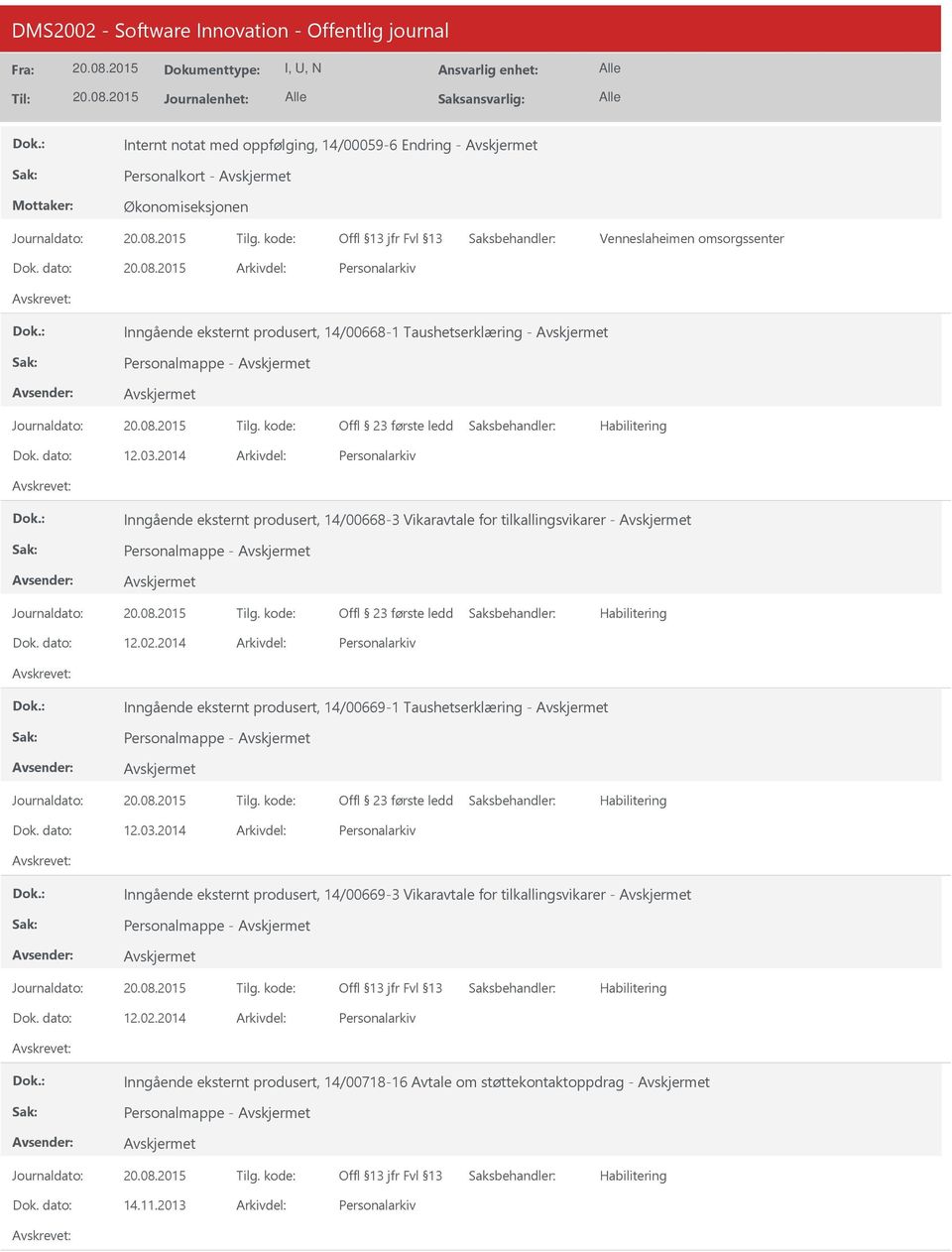 2014 Inngående eksternt produsert, 14/00669-1 Taushetserklæring - Personalmappe - 12.03.