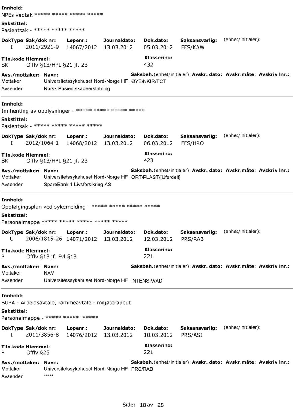 03.2012 Offlv 13/HL 21 jf. 23 423 Avs./mottaker: Navn: Saksbeh. Avskr. dato: Avskr.måte: Avskriv lnr.