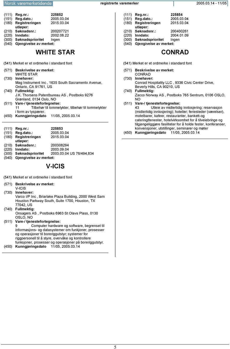 Thorsens Patentbureau AS, Postboks 9276 Grønland, 0134 Oslo, 11 Tilbehør til lommelykter, tilbehør til lommelykter i form av lyspærer. (111) Reg.nr.: 225853 (151) Reg.dato.: 2005.03.