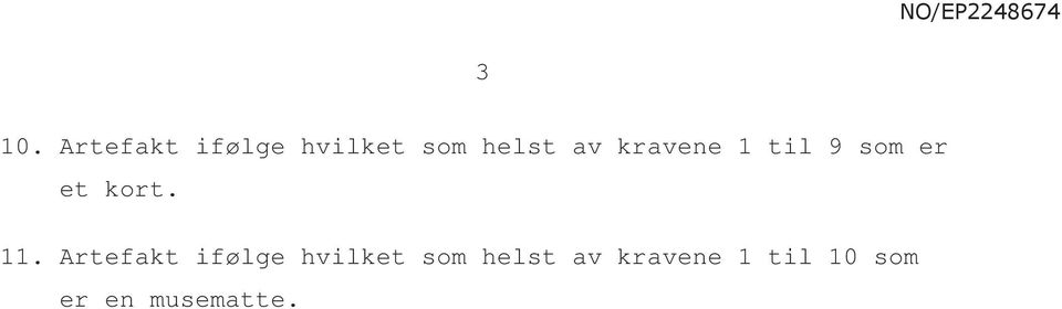 kravene 1 til 9 som er et kort. 11.