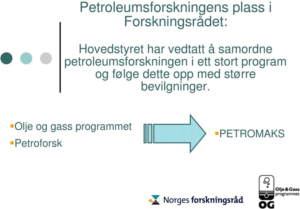 petroleumsforskningen i ett stort program og følge