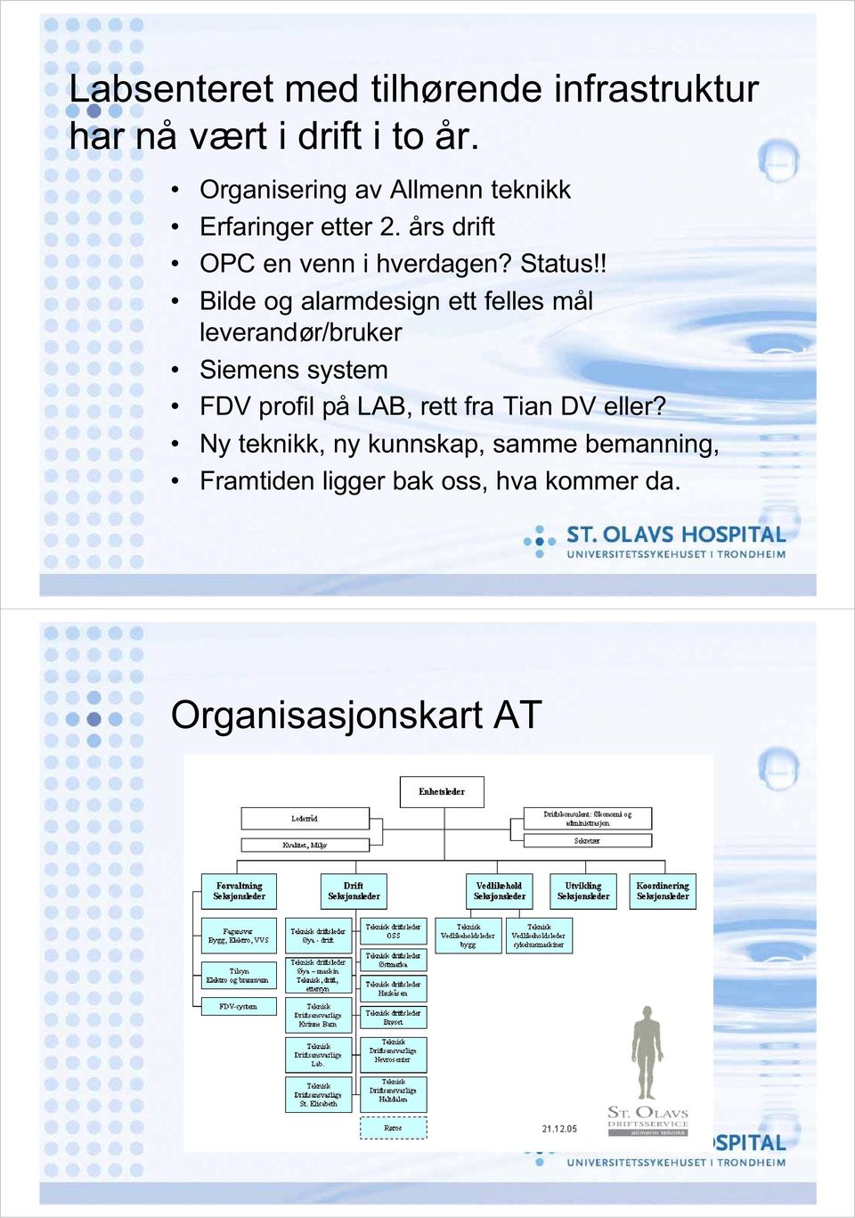 ! Bilde og alarmdesign ett felles mål leverandør/bruker Siemens system FDV profil på LAB, rett