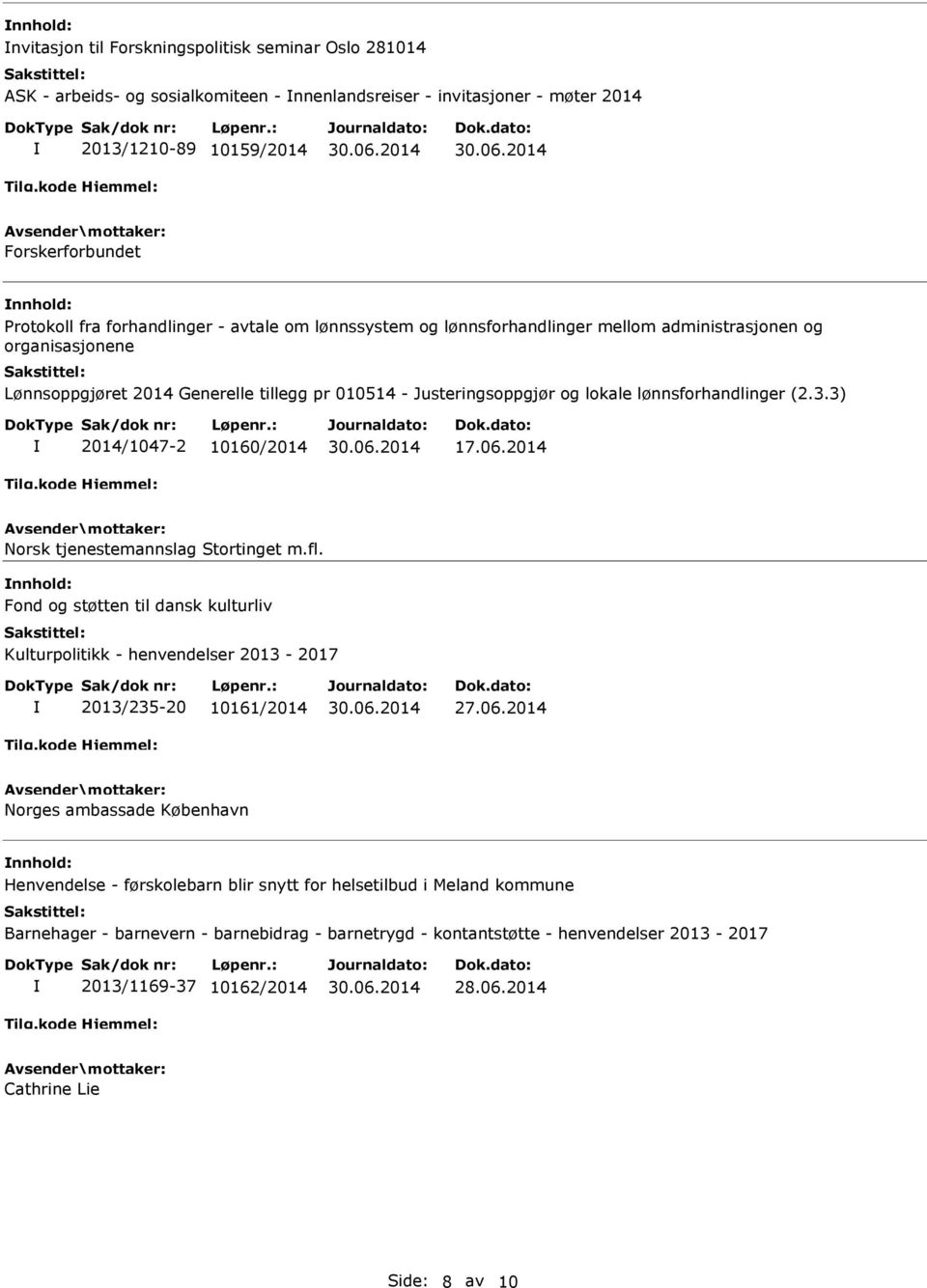 (2.3.3) 2014/1047-2 10160/2014 17.06.2014 Norsk tjenestemannslag Stortinget m.fl.