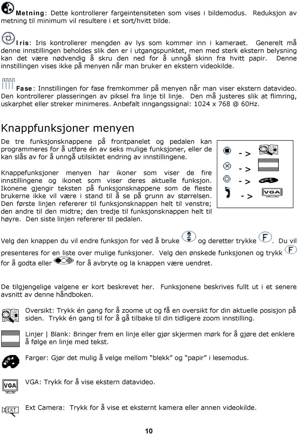 Generelt må denne innstillingen beholdes slik den er i utgangspunktet, men med sterk ekstern belysning kan det være nødvendig å skru den ned for å unngå skinn fra hvitt papir.