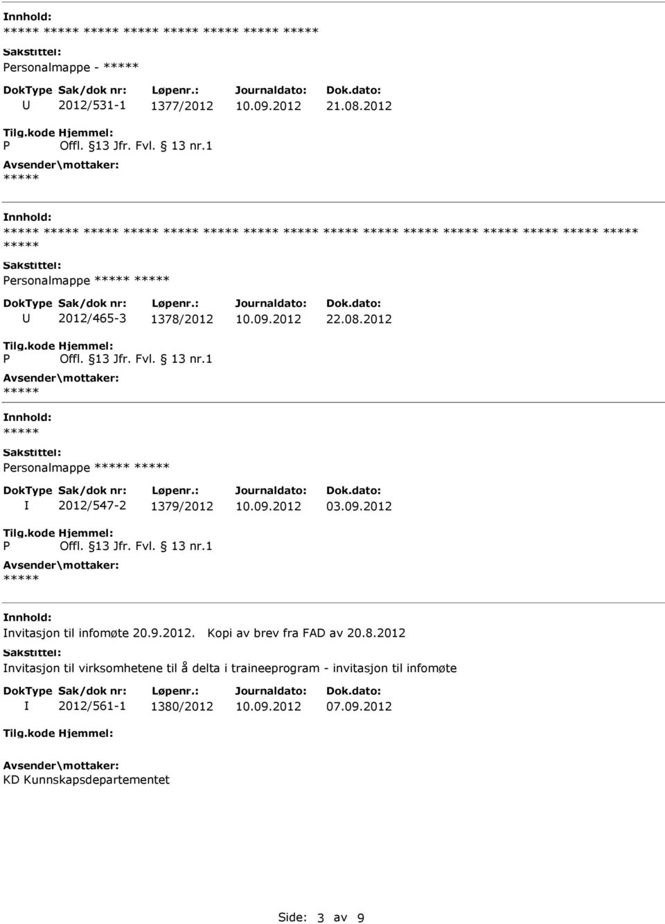 2012 nvitasjon til infomøte 20.9.2012. Kopi av brev fra FAD av 20.8.