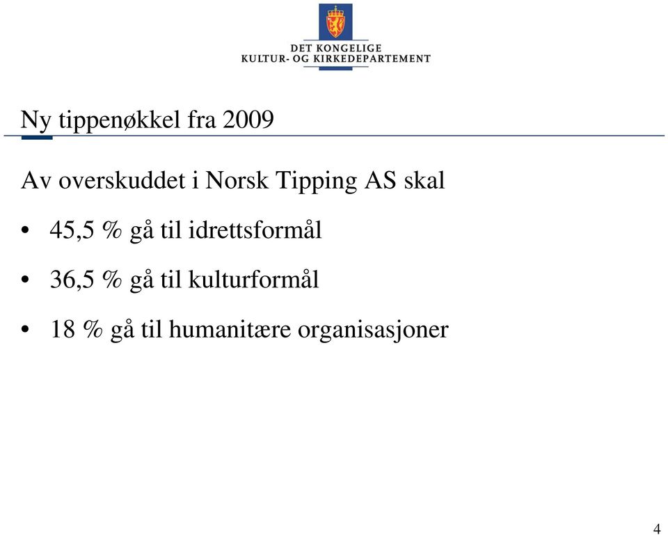 idrettsformål 36,5 % gå til