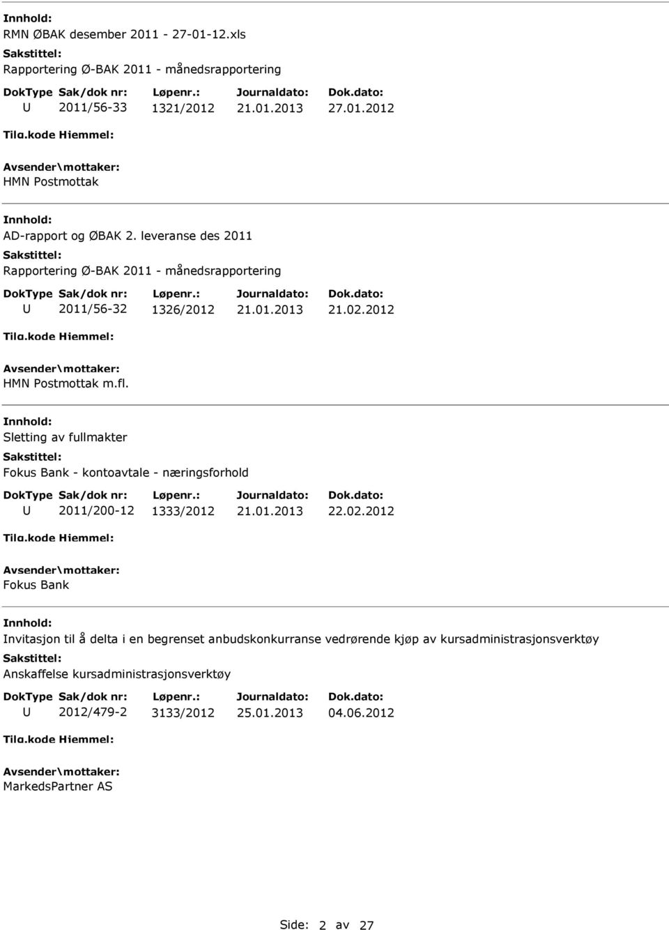 Sletting av fullmakter Fokus Bank - kontoavtale - næringsforhold 2011/200-12 1333/2012 22.02.