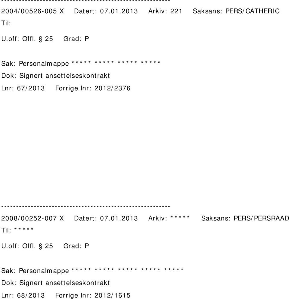 ansettelseskontrakt Lnr: 67/2013