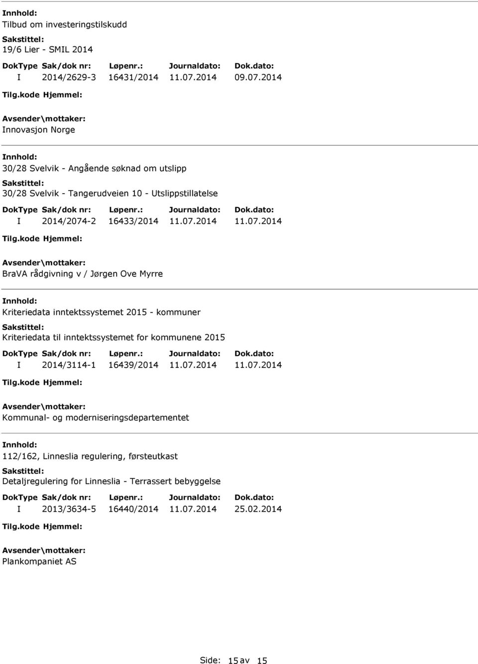 - kommuner Kriteriedata til inntektssystemet for kommunene 2015 2014/3114-1 16439/2014 Kommunal- og moderniseringsdepartementet 112/162,