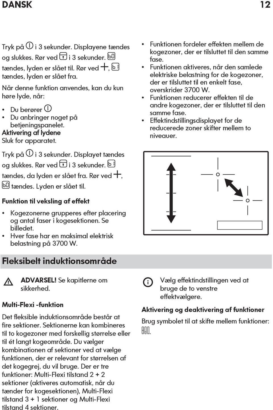 Funktionen fordeler effekten mellem de kogezoner, der er tilsluttet til den samme fase.