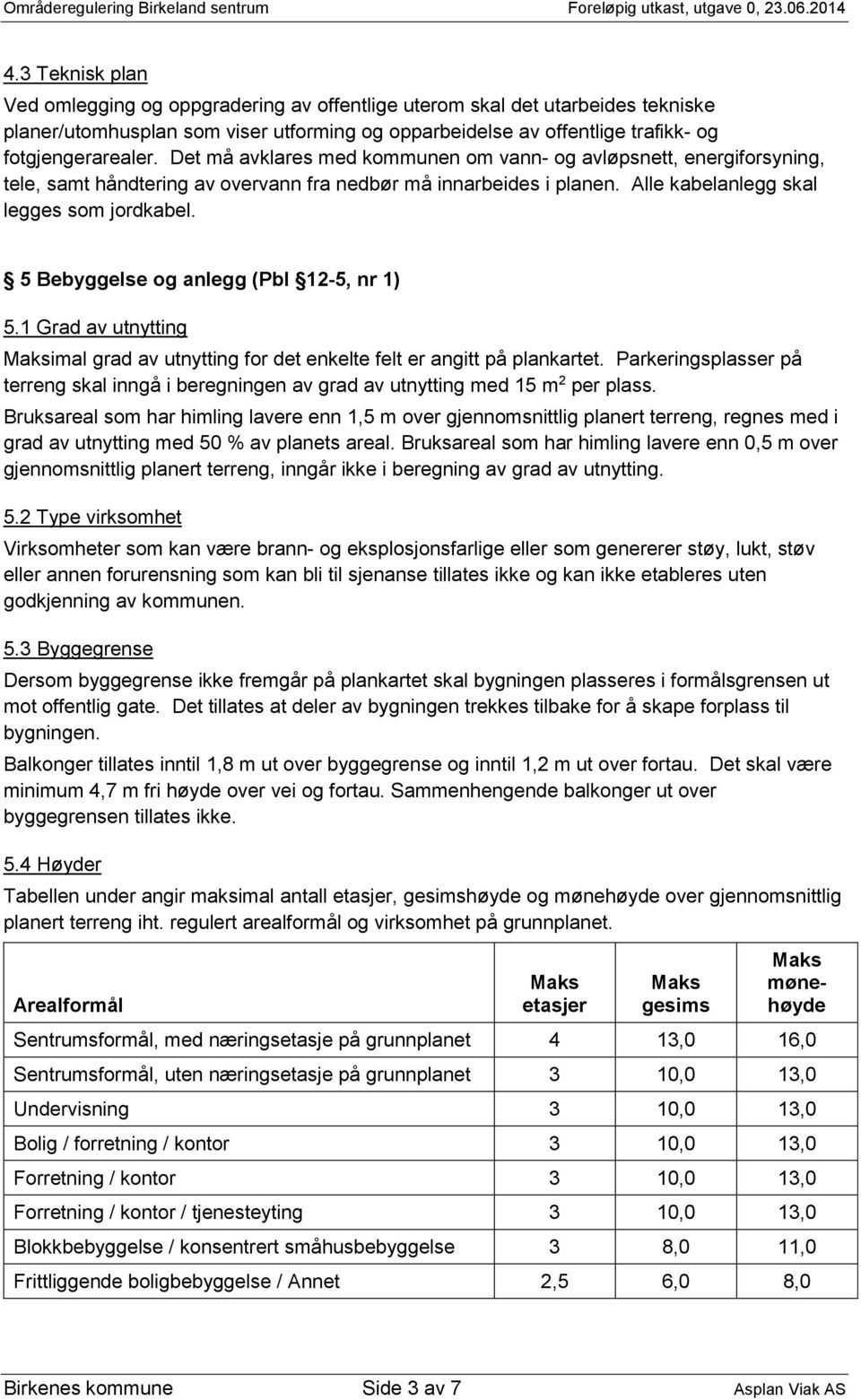 5 Bebyggelse og anlegg (Pbl 12-5, nr 1) 5.1 Grad av utnytting Maksimal grad av utnytting for det enkelte felt er angitt på plankartet.