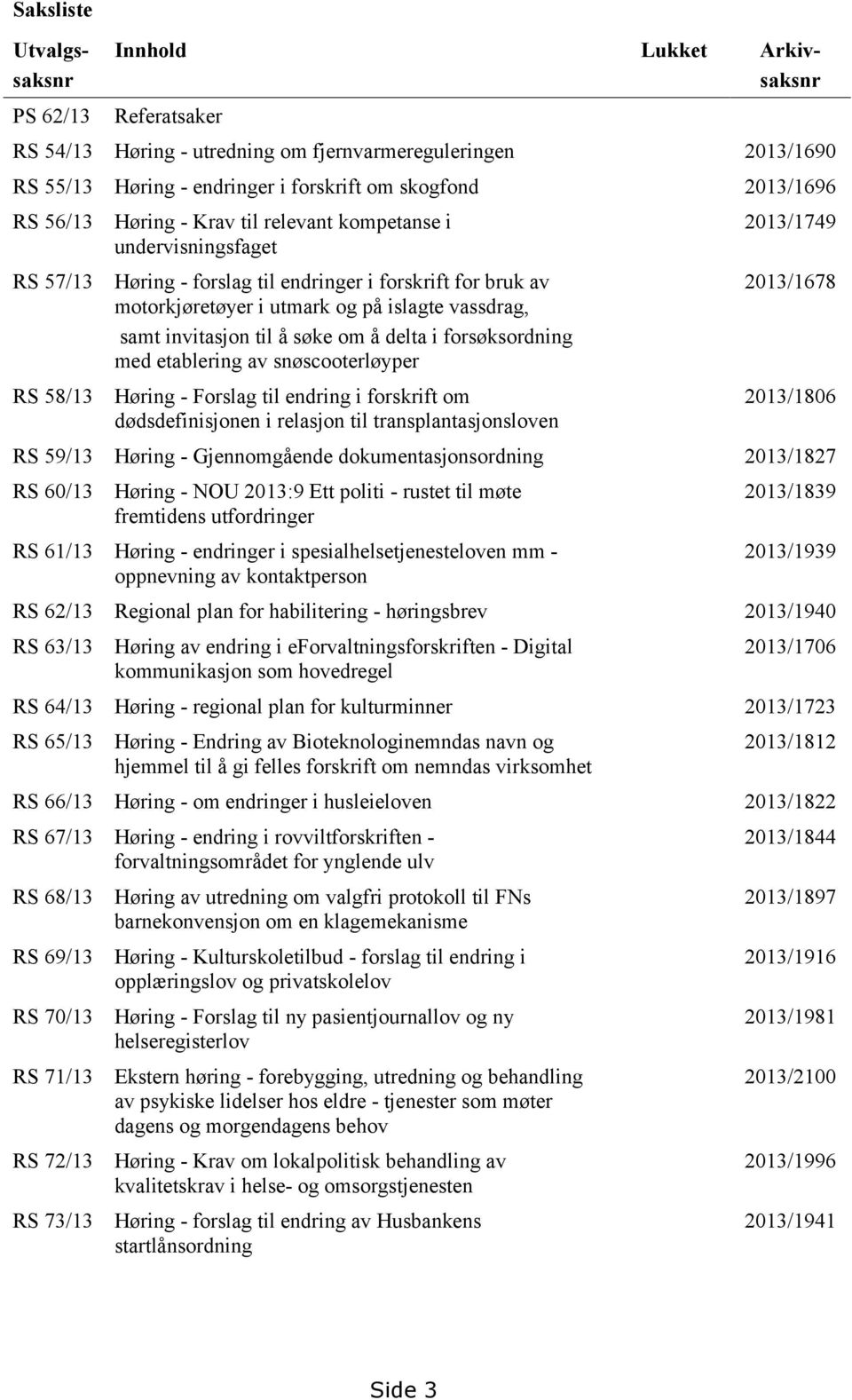 invitasjon til å søke om å delta i forsøksordning med etablering av snøscooterløyper Høring - Forslag til endring i forskrift om dødsdefinisjonen i relasjon til transplantasjonsloven 2013/1749