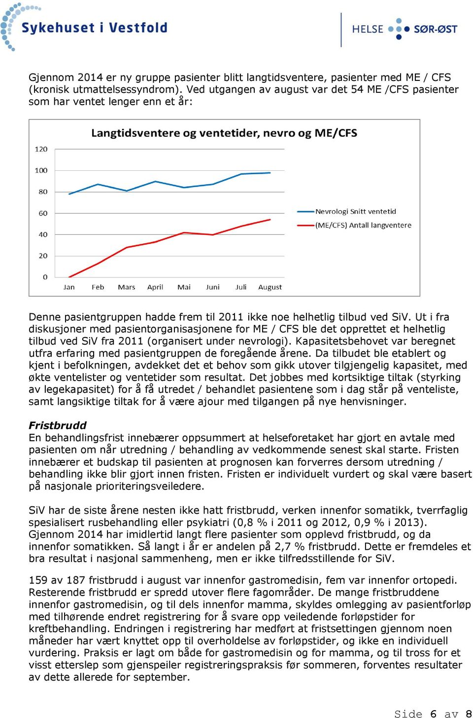 Ut i fra diskusjoner med pasientorganisasjonene for ME / CFS ble det opprettet et helhetlig tilbud ved SiV fra 2011 (organisert under nevrologi).