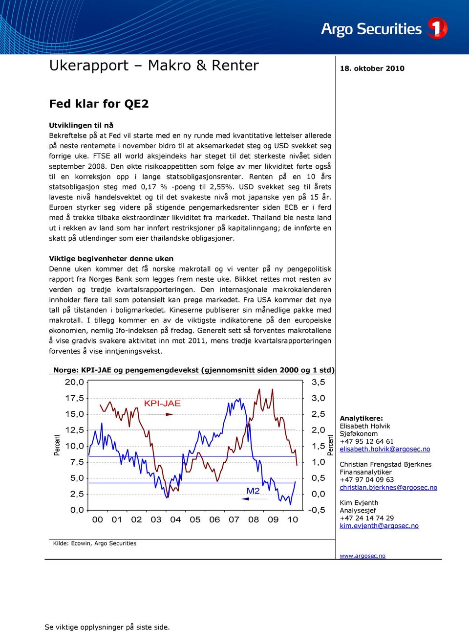 svekket seg forrige uke. FTSE all world aksjeindeks har steget til det sterkeste nivået siden september 28.