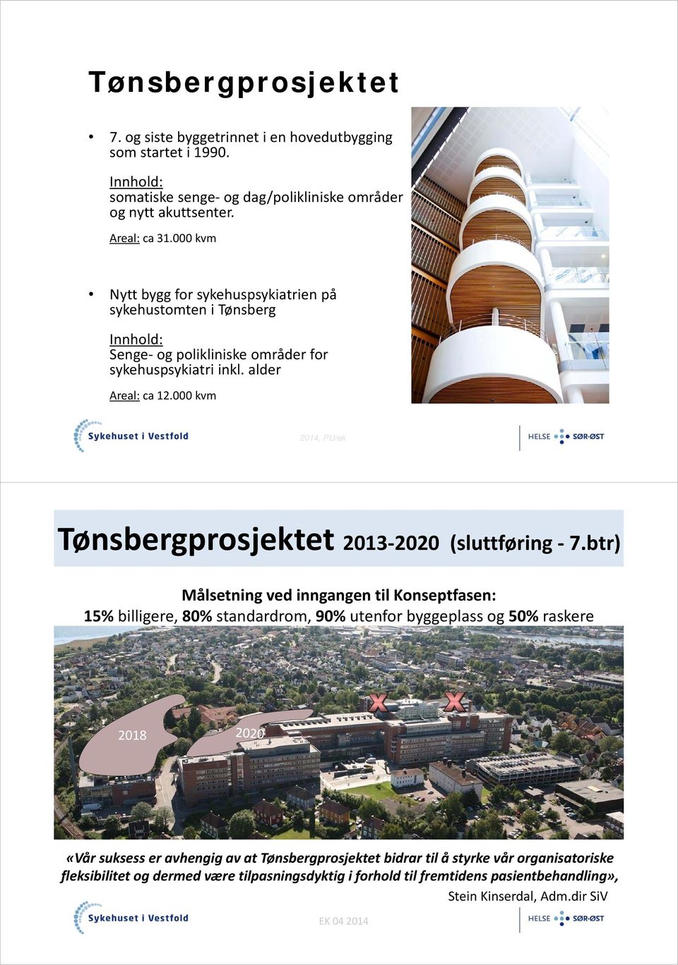 000 kvm Tønsbergprosjektet 2013 2020 (sluttføring 7.