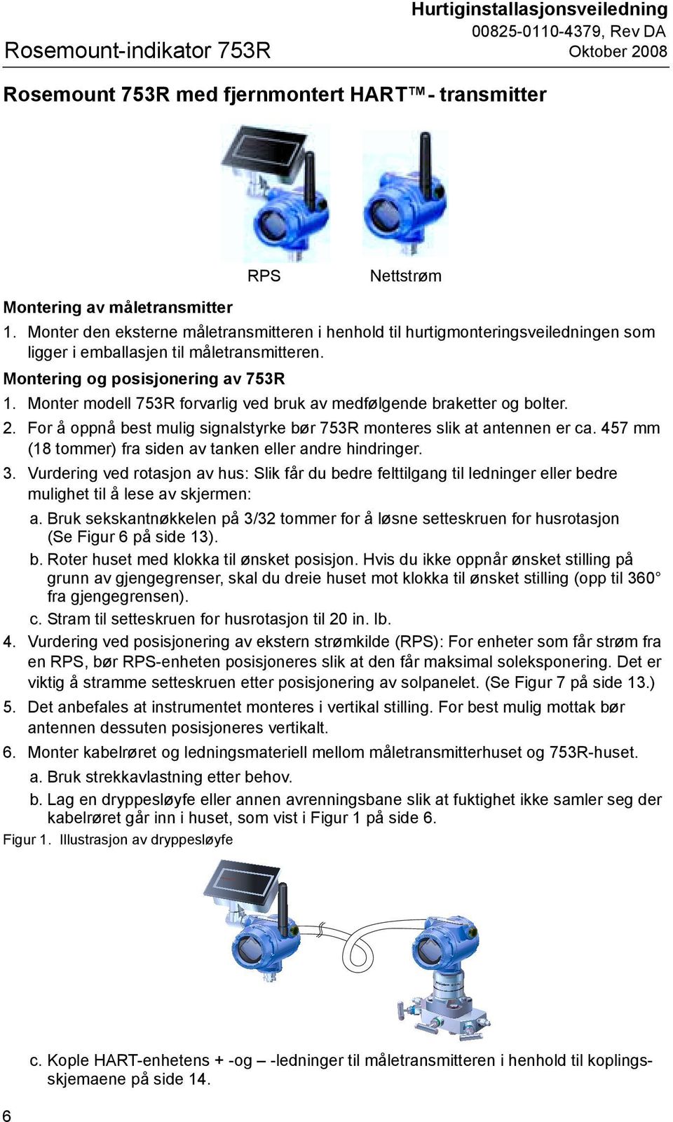 Monter modell 753R forvarlig ved bruk av medfølgende braketter og bolter. 2. For å oppnå best mulig signalstyrke bør 753R monteres slik at antennen er ca.