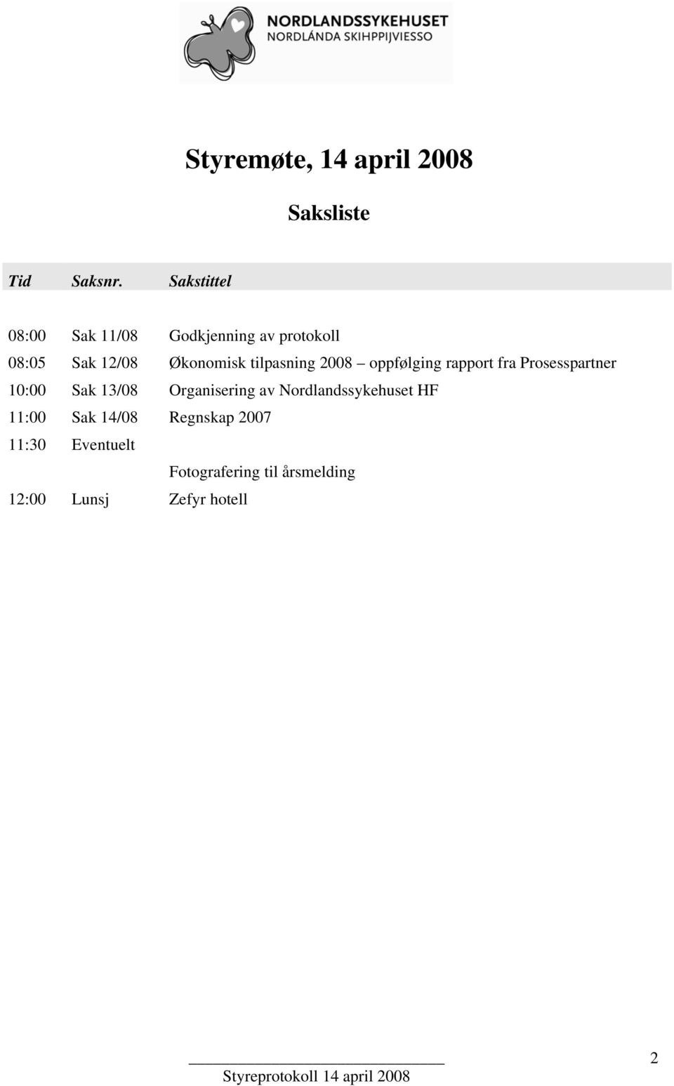 tilpasning 2008 oppfølging rapport fra Prosesspartner 10:00 Sak 13/08 Organisering